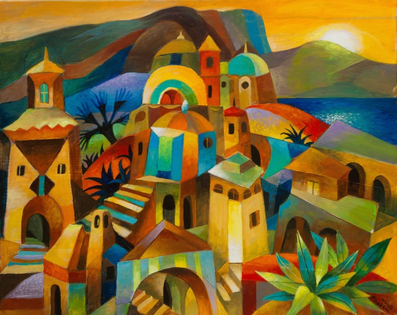 Colorful Village by artist Ping Irvin